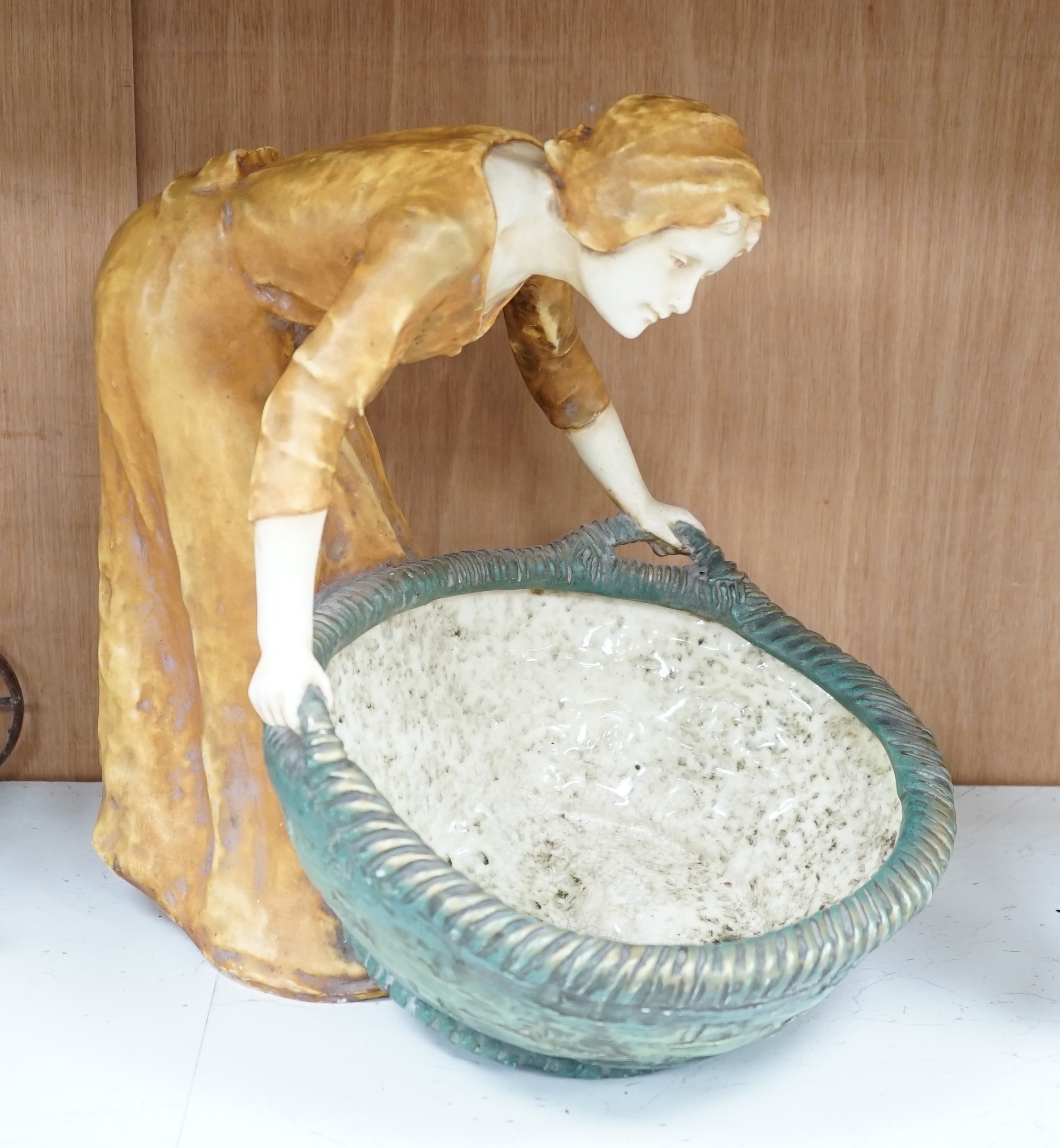 A large Amphora, Austrian figural bowl, 32cm. Condition - fair to good, some crazing